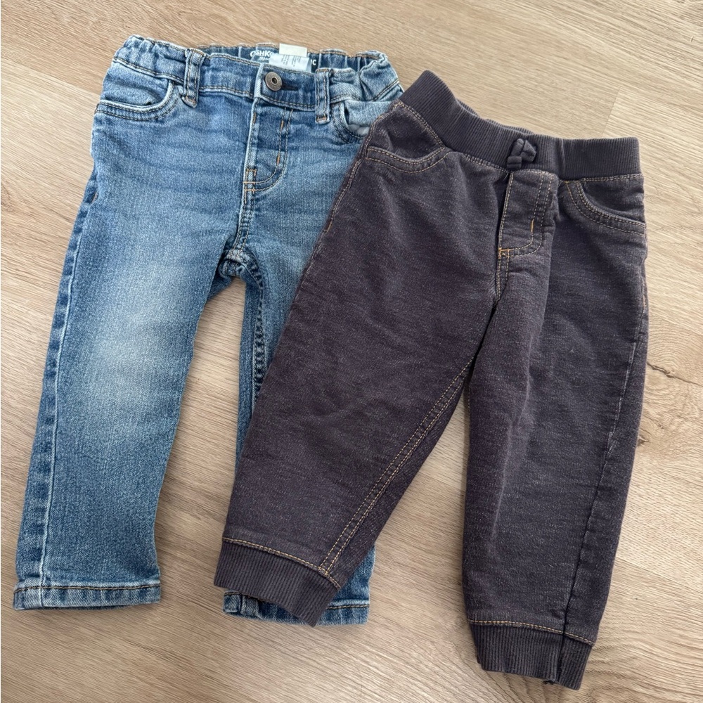 OshKosh B’gosh Denim Jeans & Carter’s Jogger Pants Set 18M (2- Piece)